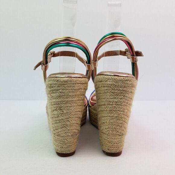 Glamorous Womens Size 6 Metallic Rainbow 5 In Wedge Heeled Sandals - Picture 7 of 11